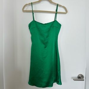 Custom-made green silk mini dress